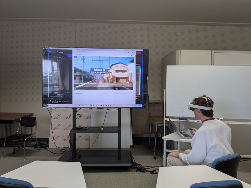 外国人による防災VR体験の様子